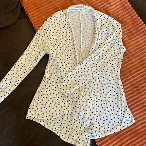 Black and white polka dot lightweight cardigan.